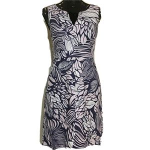 Banana Republic Navy Leaf Pattern Sheath Dress